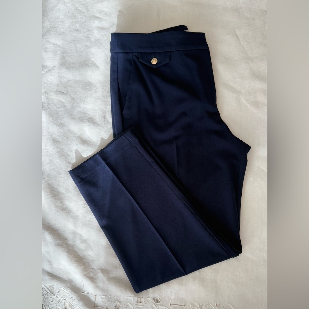 Loft Riviera Slim Trousers Navy Blue Size 10 EUC